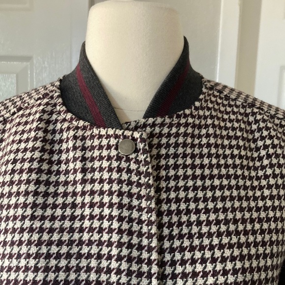 🥀ZARA MAROON CHECKED BOMBER JACKET Size XS - Picture 6 of 14